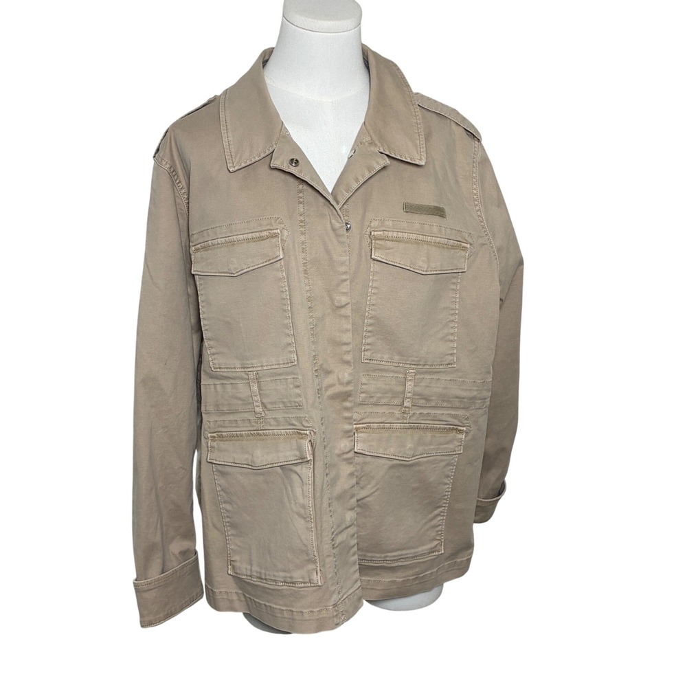 Vineyard Vines Cotton Twill Field Jacket Khaki Tan Four Pocket Women's L
